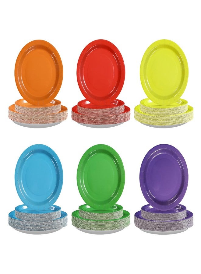 Grencian 120Pcs Rainbow Paper Plates 7" and 9" Rainbow Party Platters Disposable Colorful Plates for Birthday Rainbows Theme Party Wedding Baby Shower Dinner Party Decoration - Image 1